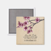 Roze  Cherry Blossom sparen de Datum Magnet (Voorkant / Achterkant)