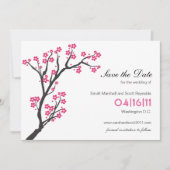 Roze Cherry Blossom Sparen de Datum Save The Date (Voorkant)