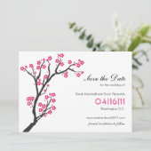 Roze Cherry Blossom Sparen de Datum Save The Date (Staand voorkant)