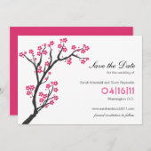 Roze Cherry Blossom Sparen de Datum Save The Date (Voorkant / Achterkant)