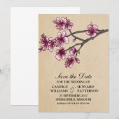Roze  Cherry Blossom Sparen de Datum Uitnodiging (Voorkant / Achterkant)