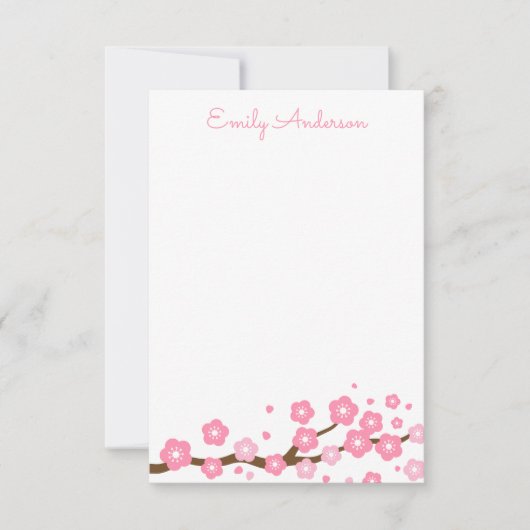 Roze Cherry Blossom Specialized Note Cards Bedankkaart (Voorkant)