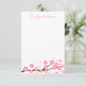 Roze Cherry Blossom Specialized Note Cards Bedankkaart (Staand voorkant)