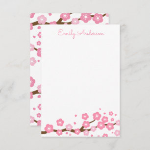 Roze Cherry Blossom Specialized Note Cards Bedankkaart