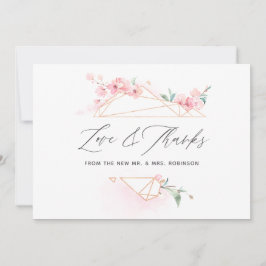 Roze Cherry Blossom Spring Weddenfoto Bedankkaart