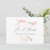 Roze Cherry Blossom Spring Weddenfoto Bedankkaart (Staand voorkant)