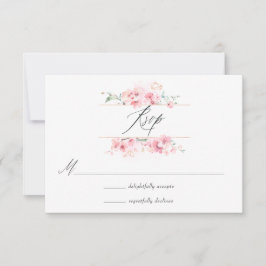 Roze Cherry Blossom Spring Weddenfoto RSVP Kaartje