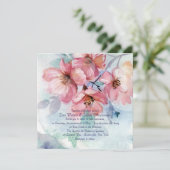 Roze Cherry Blossom Square Weddenschap Kaart (Staand voorkant)
