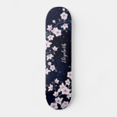 Roze Cherry Blossom Sterrennacht Sky Monogram Persoonlijk Skateboard (Voorkant)