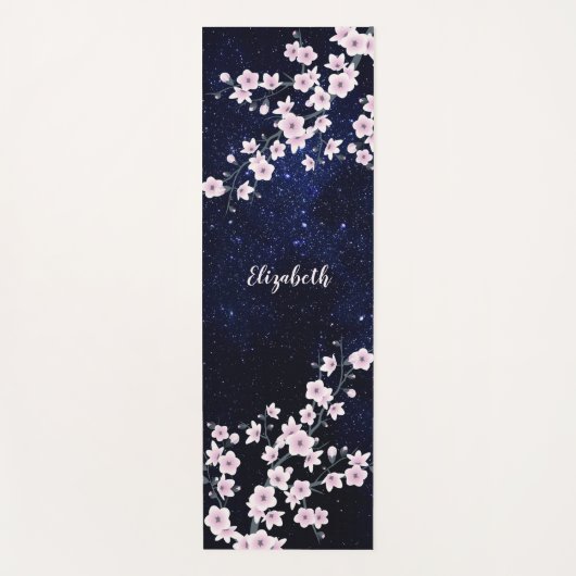 Roze Cherry Blossom Sterrennacht Sky Monogram Yogamat (Voorkant)