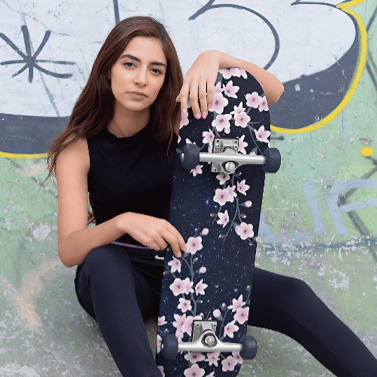 Roze Cherry Blossom Sterrennacht Sky Persoonlijk Skateboard