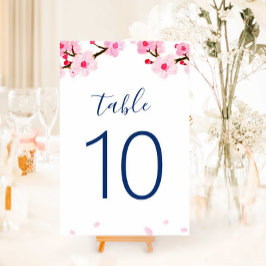 Roze Cherry Blossom Table Number Kaart