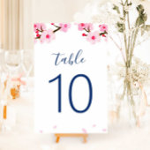 Roze Cherry Blossom Table Number Kaart