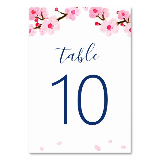 Roze Cherry Blossom Table Number Kaart (Achterkant)