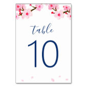 Roze Cherry Blossom Table Number Kaart (Voorkant)