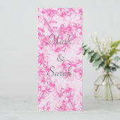 Roze Cherry Blossom Tall Invitation Kaart (Staand voorkant)