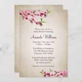 Roze Cherry Blossom  Tan Baby shower Kaart (Voorkant / Achterkant)