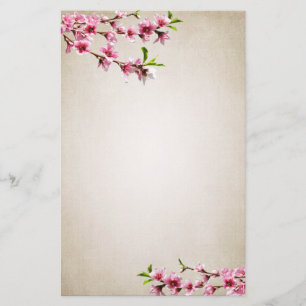 Roze Cherry Blossom  Tan Briefpapier