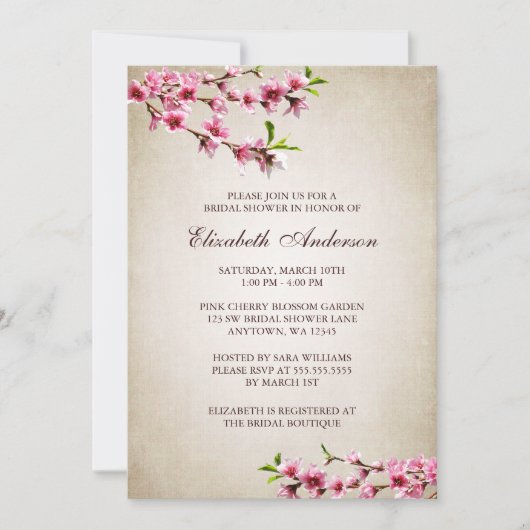 Roze Cherry Blossom  Tan Vrijgezellenfeest Kaart (Voorkant)