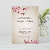 Roze Cherry Blossom  Tan Vrijgezellenfeest Kaart (Staand voorkant)