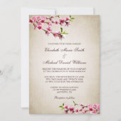 Roze Cherry Blossom  Tan Wedding Kaart (Voorkant)