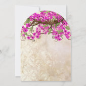 Roze Cherry Blossom Tea Stain Wedding Invites Kaart (Achterkant)