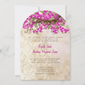 Roze Cherry Blossom Tea Stain Wedding Invites Kaart (Voorkant)
