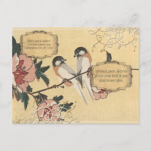 Roze Cherry Blossom Tortelduifjes Save the Date Aankondigingskaart (Achterkant)