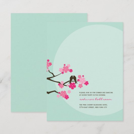 Roze Cherry Blossom Tortelduifjes Weddenschap Kaart (Voorkant / Achterkant)