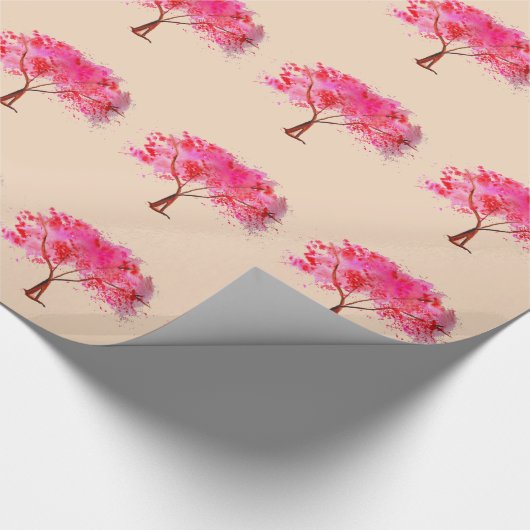 Roze Cherry Blossom tree art Cadeaupapier (Hoek)