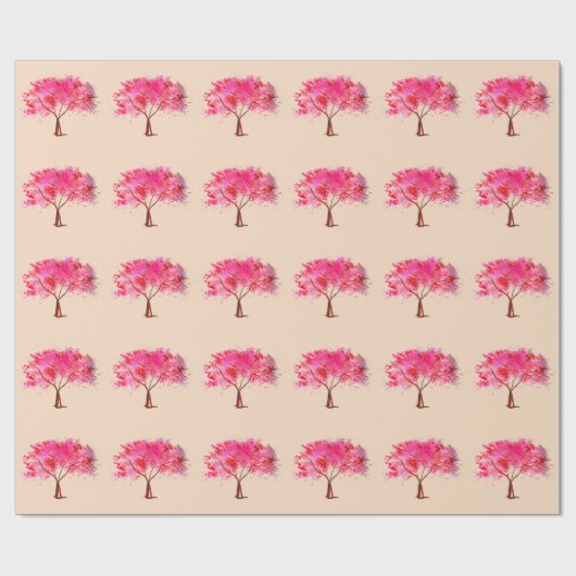 Roze Cherry Blossom tree art Cadeaupapier (Vlak)