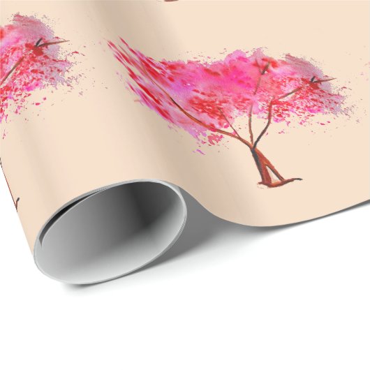 Roze Cherry Blossom tree art Cadeaupapier (Rol Hoek)