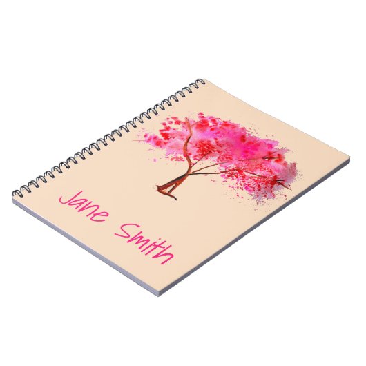 Roze Cherry Blossom tree art Notitieboek (Linkerzijde)