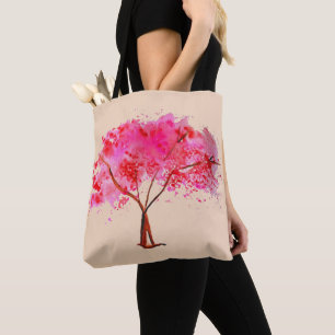 Roze Cherry Blossom tree art Tote Bag