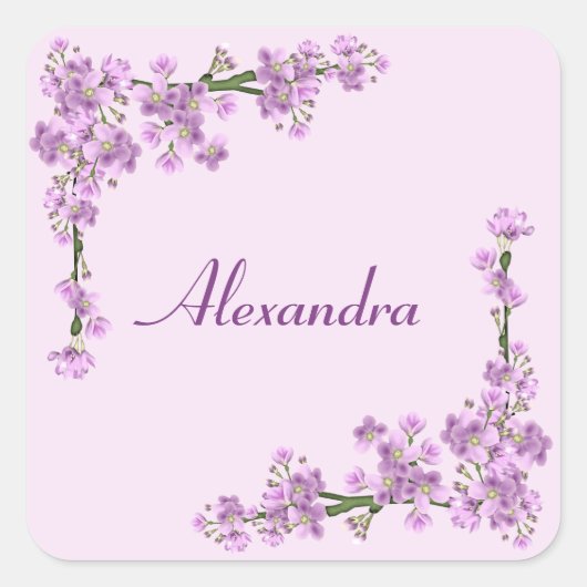 roze Cherry Blossom Vierkante Sticker (Voorkant)