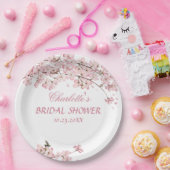 Roze Cherry Blossom Vrijgezellenfeest Paper Bord (Feest)