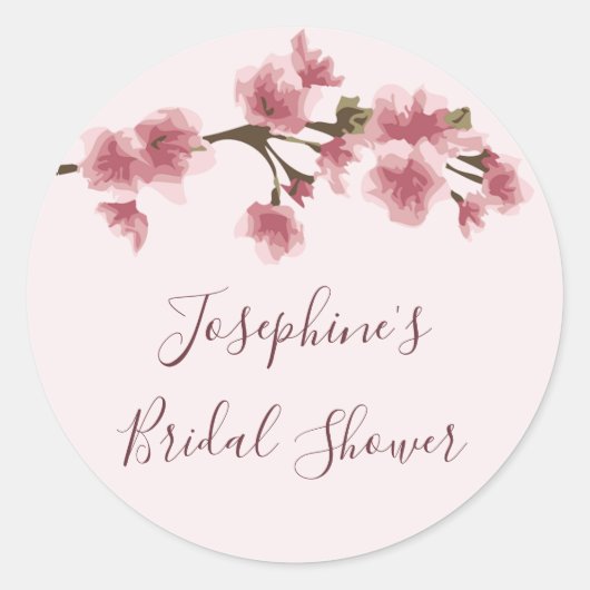 Roze Cherry Blossom Vrijgezellenfeest Ronde Sticker (Voorkant)
