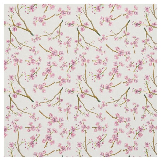  roze Cherry Blossom Waterverf Patroon Stof (Swatch)
