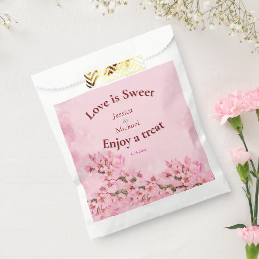 Roze Cherry Blossom Wedding Bedankzakje (Gezegeld)
