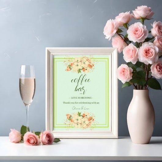 Roze Cherry Blossom, Wedding Coffee Bar Poster