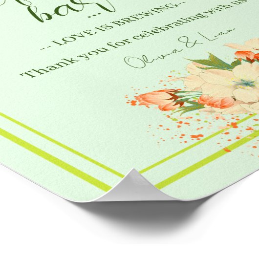 Roze Cherry Blossom, Wedding Coffee Bar Poster (Hoek)