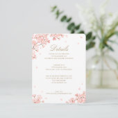Roze Cherry Blossom Wedding Details Enclosure Card Kaart (Staand voorkant)