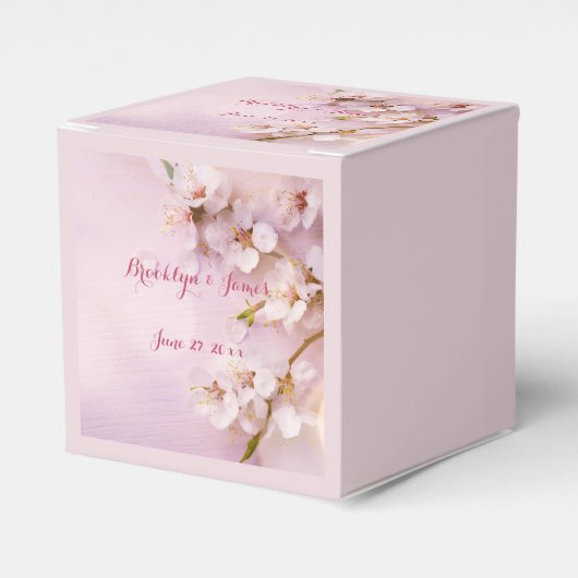 Roze Cherry Blossom Wedding Favor Boxes Bedankdoosjes (Voorkant Zijde)