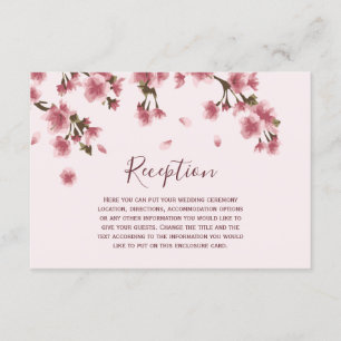 Roze Cherry Blossom Wedding Informatiekaartje
