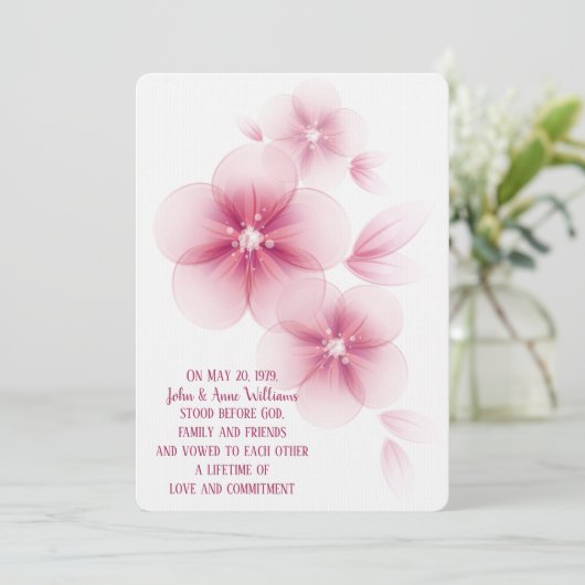 Roze Cherry Blossom Wedding Invitation Kaart (Staand voorkant)