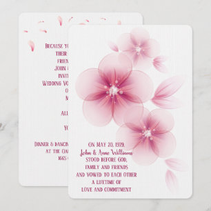 Roze Cherry Blossom Wedding Invitation Kaart