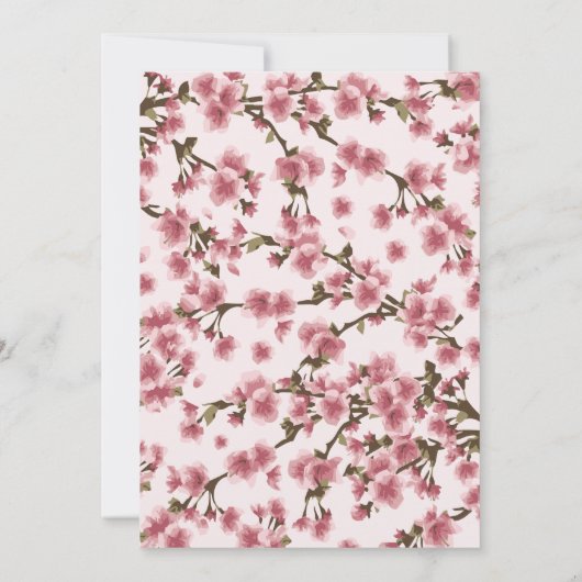 Roze Cherry Blossom Wedding Invitation Kaart (Achterkant)