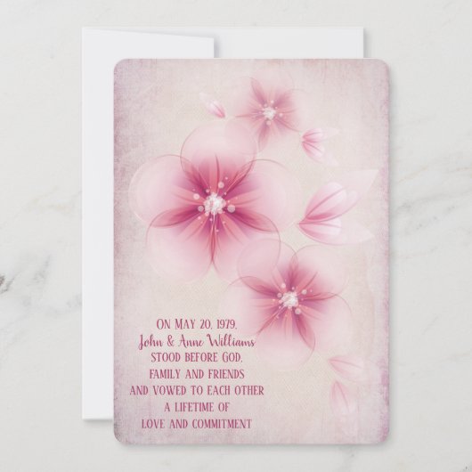 Roze Cherry Blossom Wedding Invitation Kaart (Voorkant)