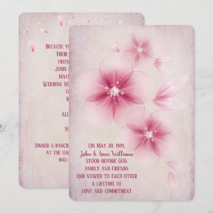 Roze Cherry Blossom Wedding Invitation Kaart