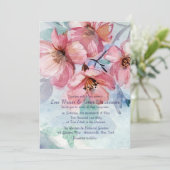 Roze Cherry Blossom Wedding Invitation Kaart (Staand voorkant)